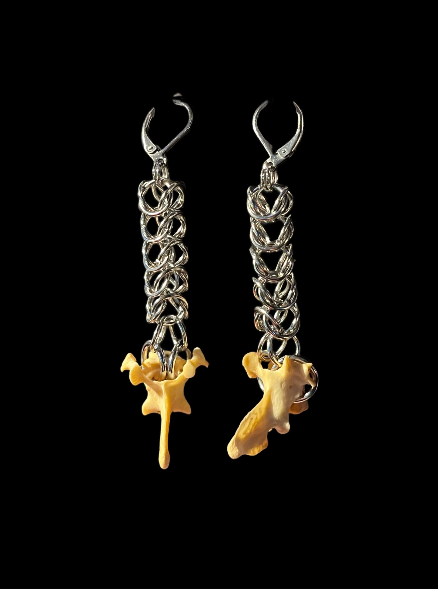 Mink Vertebrae Box Chain Earrings