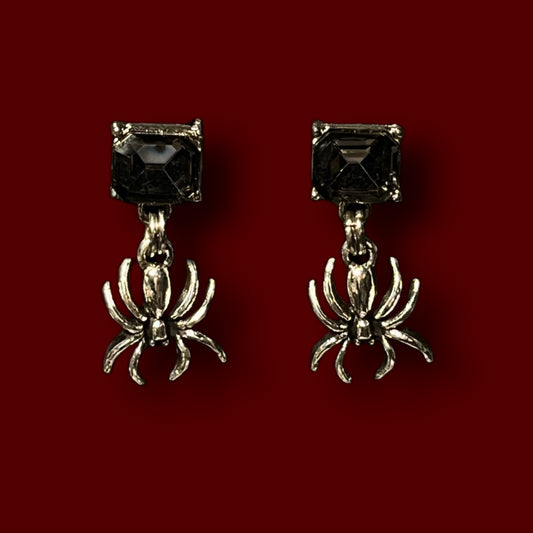 Gem Stud Spider Earrings