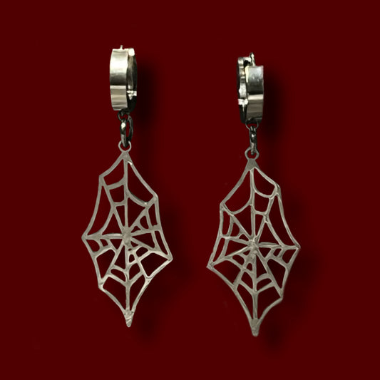 Spider Web Huggie Earrings